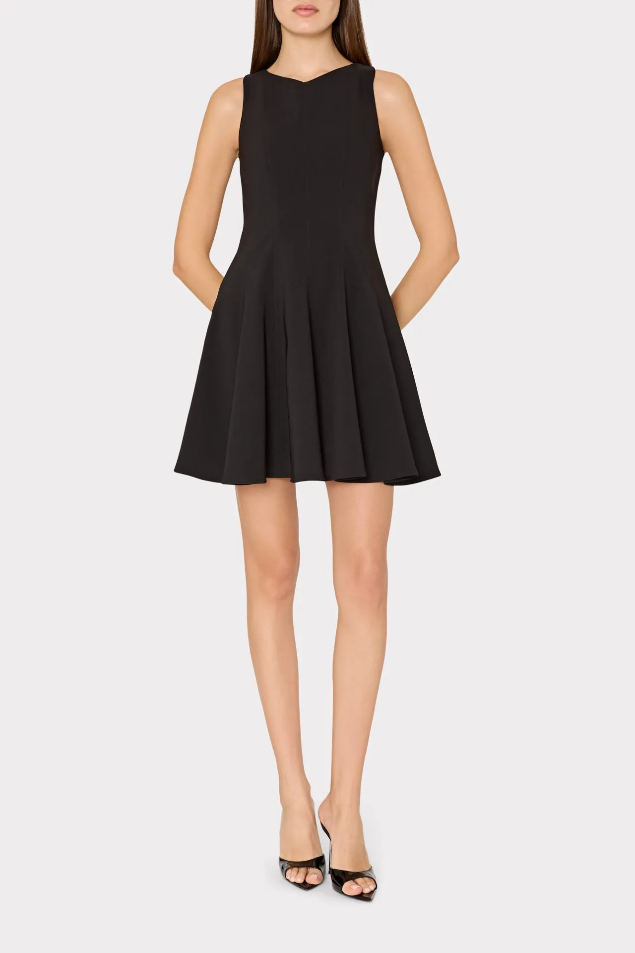 Sleeveless Stretch Cady Fit And Flare Dress