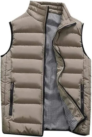 SSDXY Men's Padded Cotton Blend Autumn Winter Warm Vest Coat Tops Jacket Casual Loose Sleeveless Solid Slim Warm Outwear
