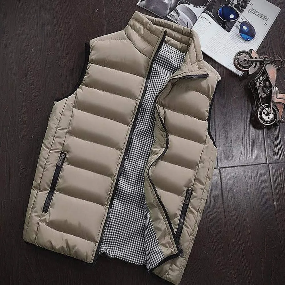 SSDXY Men's Padded Cotton Blend Autumn Winter Warm Vest Coat Tops Jacket Casual Loose Sleeveless Solid Slim Warm Outwear