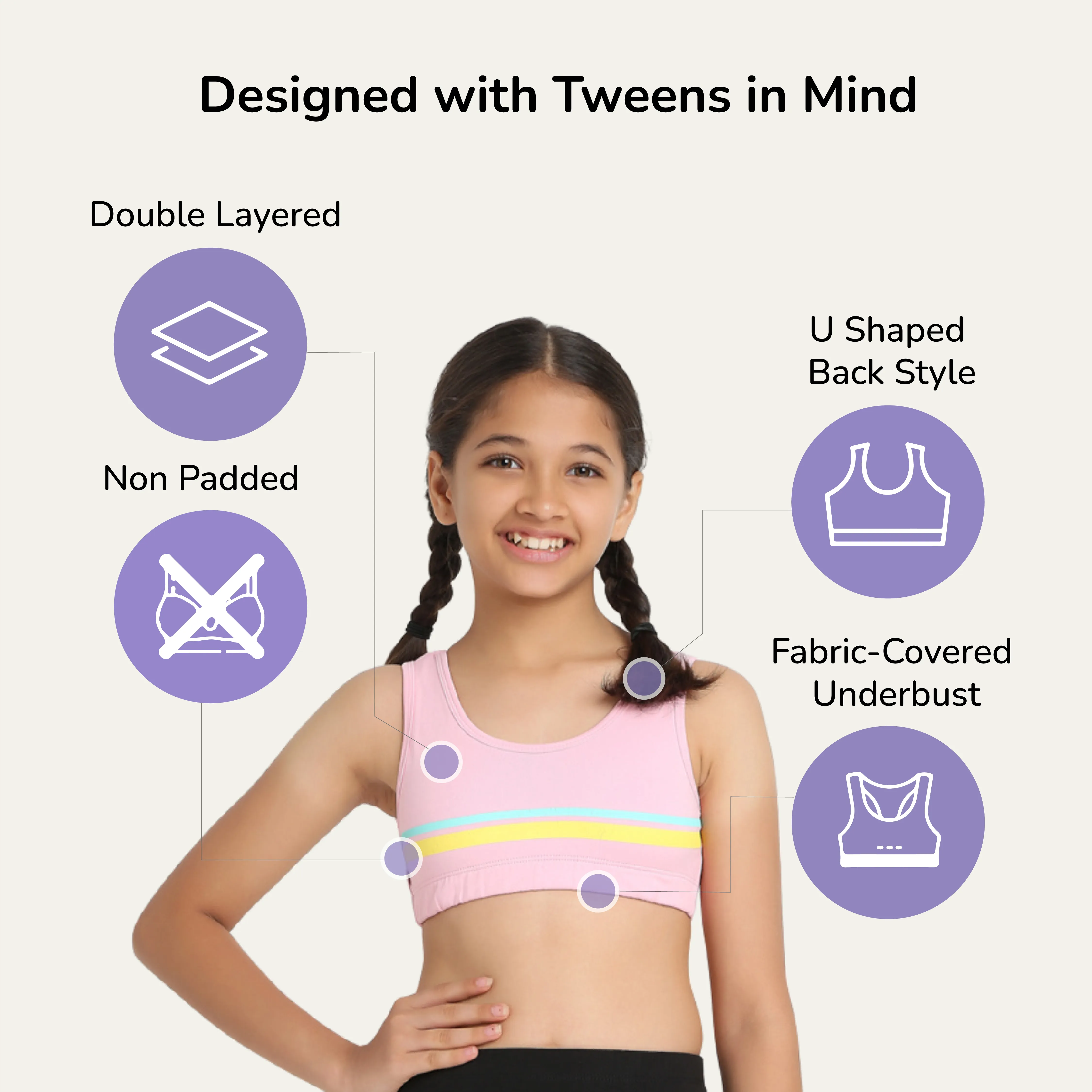 Surf 3-Pack Double Layered Sports Bra - U-Shaped