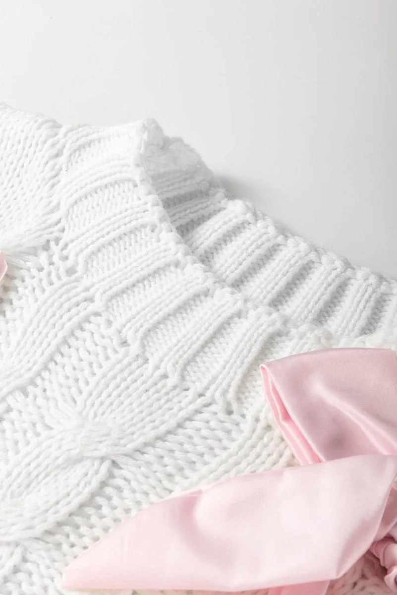 Sweet As Can Be White Cable Knit Top