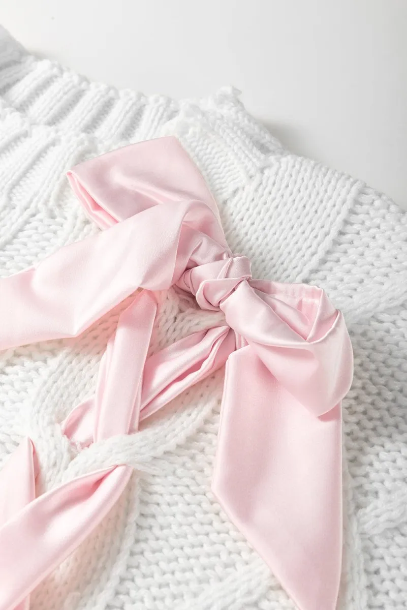 Sweet As Can Be White Cable Knit Top