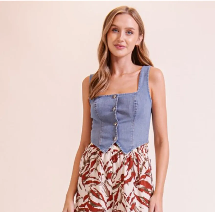 The Celina Denim Vest S-L