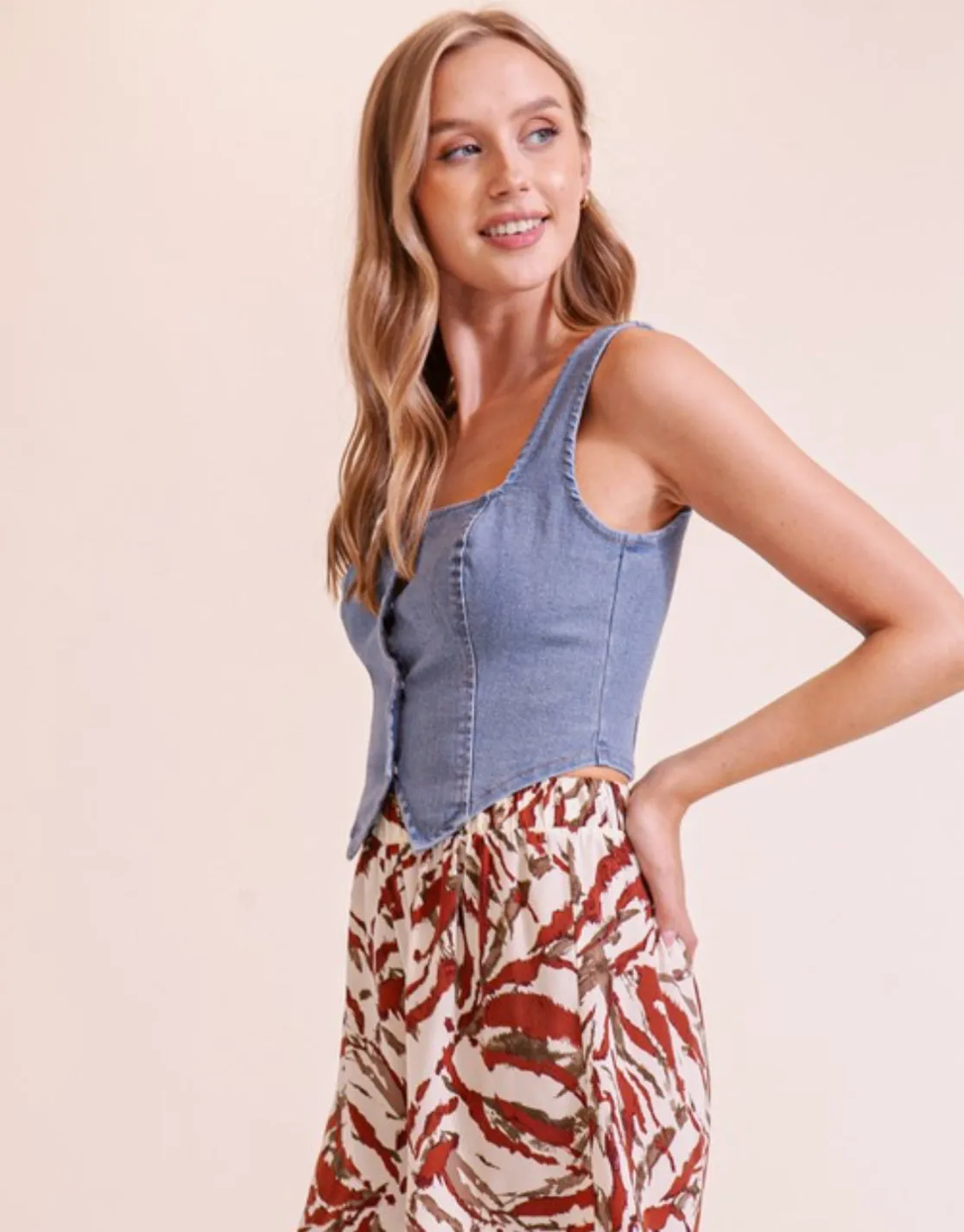 The Celina Denim Vest S-L