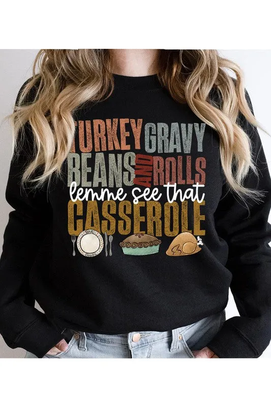 Turkey, Gravy Beans, Rolls Lemme See That Casserole