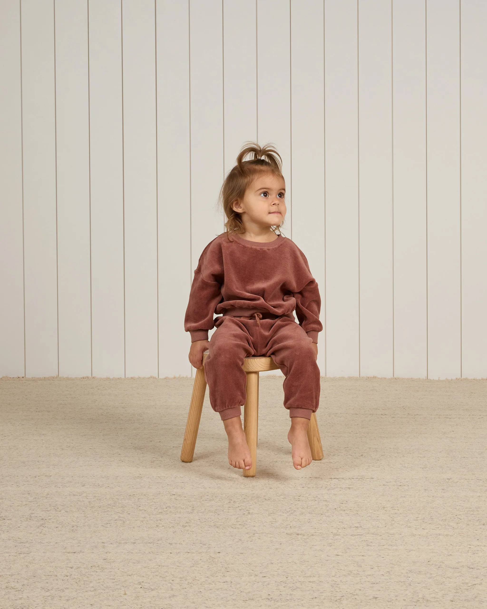 Velour Relaxed Sweatshirt | Cranberry