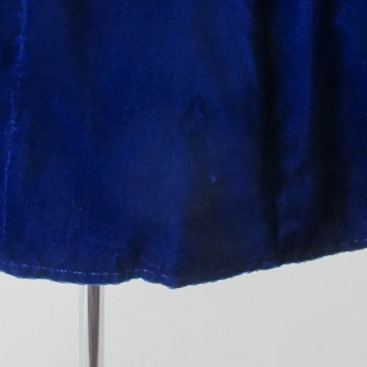 Vintage 90s Blue Velvet Off Shoulder Mini Party Dress S