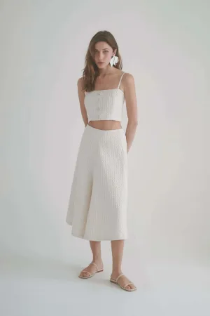 WAFFLE SKIRT CULOTTES, Ecru