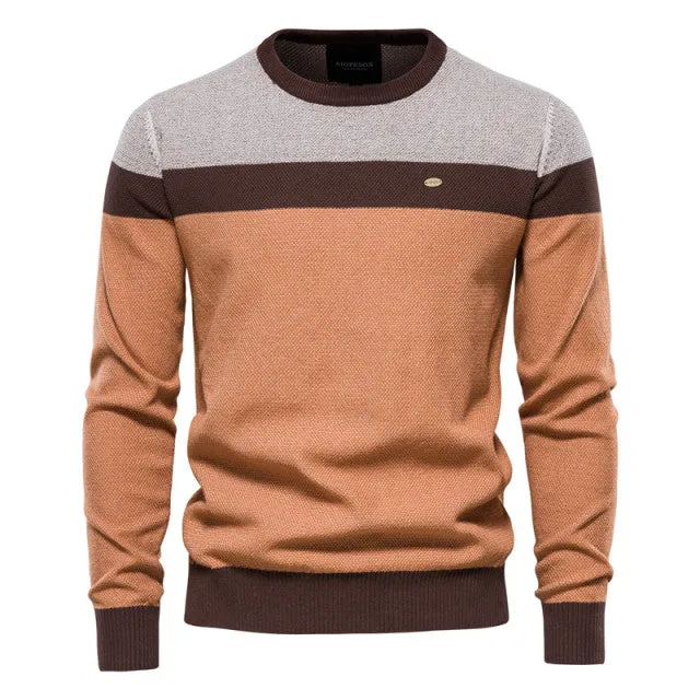 West Louis Designer High Quality Spliced Cotton Pullover
