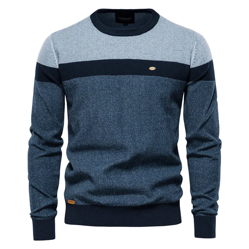 West Louis Designer High Quality Spliced Cotton Pullover