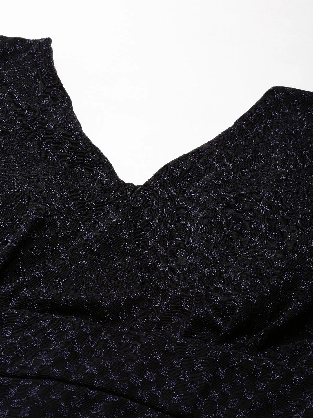 Women Black V-Neck Long Sleeves Fit and Flare Dress