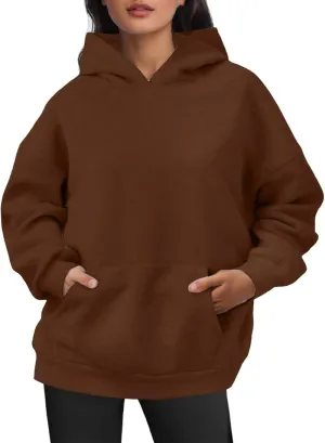 Women Hoodies Fashion Tops Casual Pullover Loose Fit Long Sleeve Oversized Sweatshirt Kangaroo Pocket Drop Shoulder Sweaters