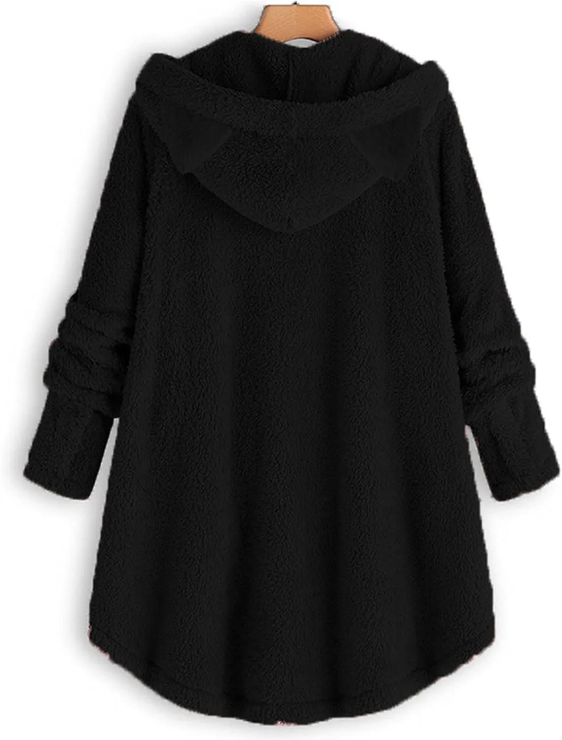 Women's Faux Fur Coats Shaggy Jacket Fleece Hooded Sweatshirt with Cat Ear Warm Fall Winter Jacket Oversized Outwears