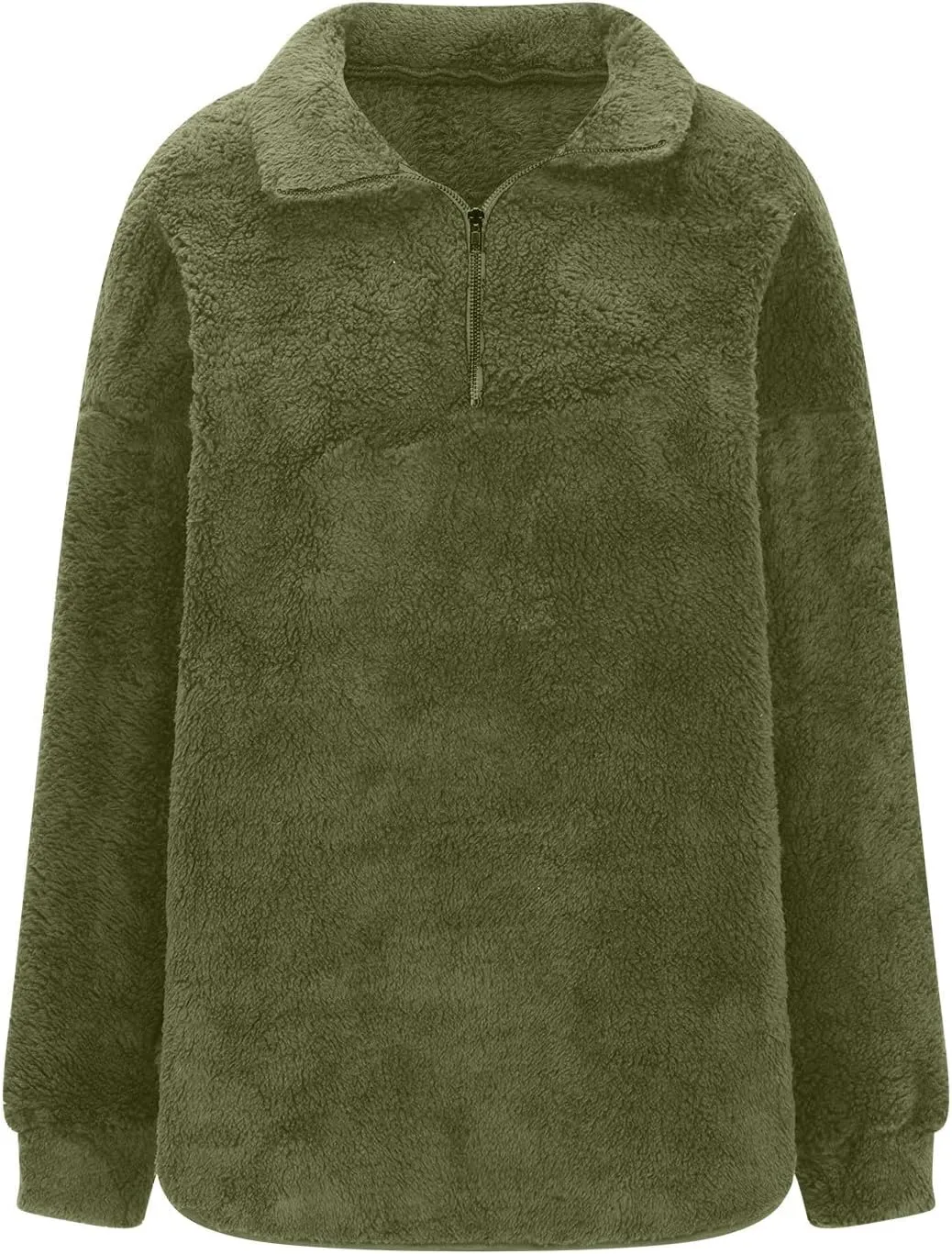 Womens Half Zip Sherpa Pullover Fuzzy Fleece Oversized Sweatshirts Long Sleeve Winter Warm Outerwear With Pockets