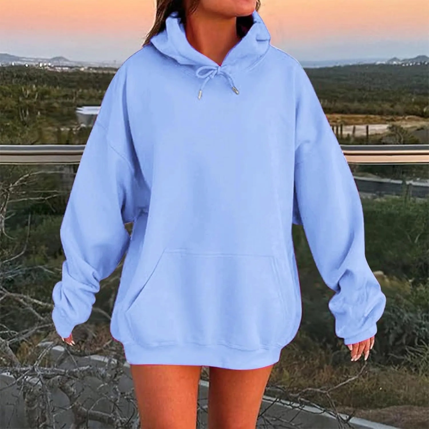 Womens Oversized Hoodies Fleece Sweatshirts Long Sleeve Fleece Sweater Pocket Pullover Fall Outfit Winter Fashion Y2k Clothes