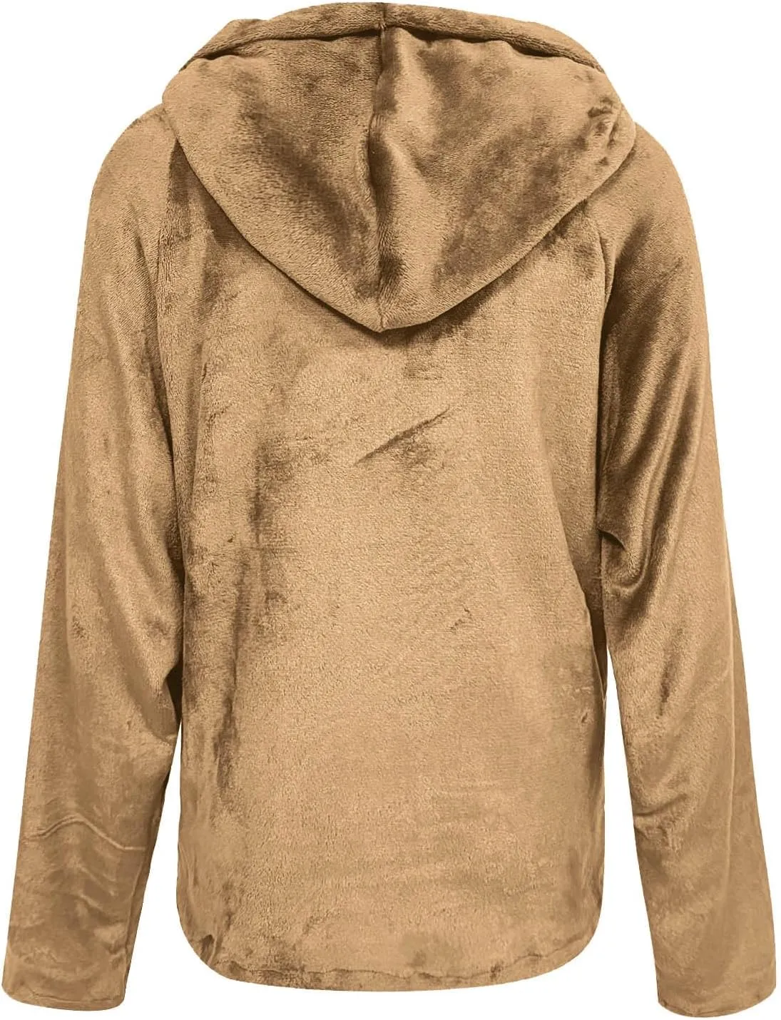 Womens Sherpa Fuzzy Pullover Hoodies Comfy Oversized Sweatshirts With Pockets Button Down Fuzzy Warm Sweaters Tops