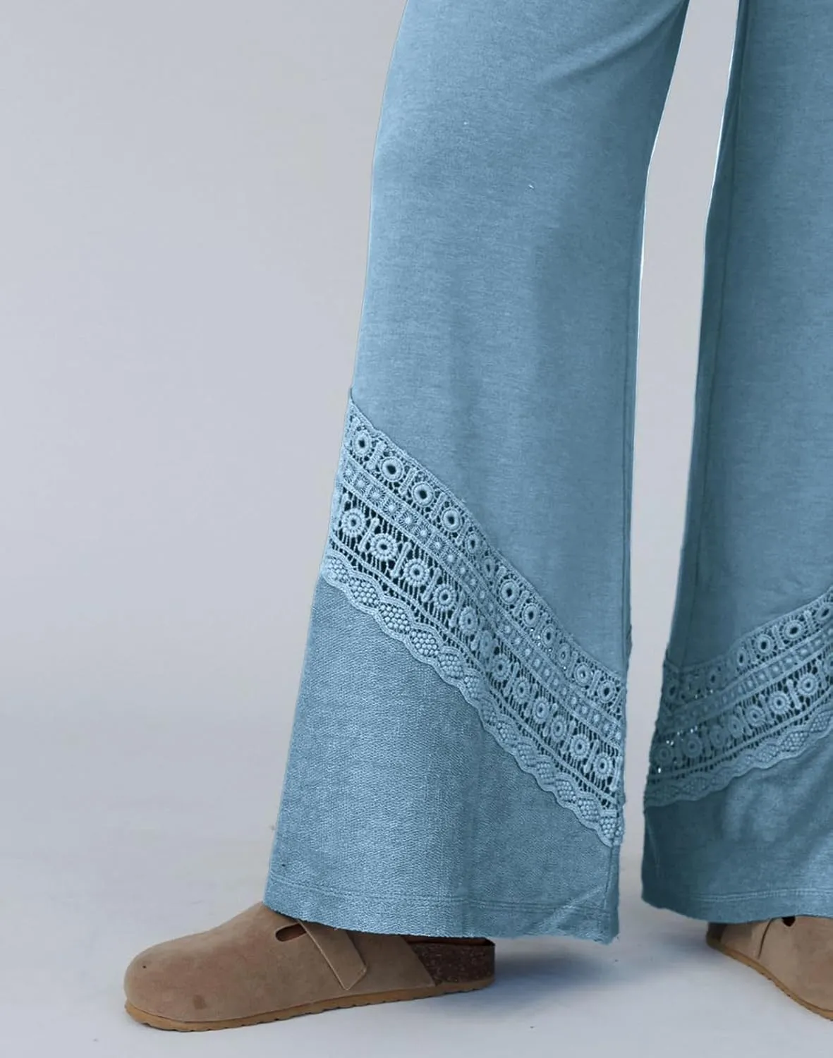 Womens Wide Leg Pants Casual Hollow Out Loose Lounge Pants Summer Palazzo Pant Trousers with Pockets 2025